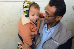 Malnourished children receive food supplies in Sana’a from Mona Relief for the second round