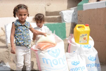 50 families in Sana’a received food aid packages from Mona Relief